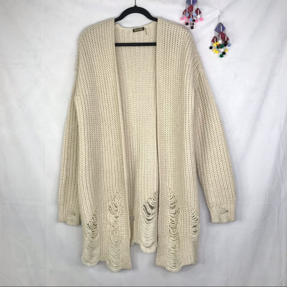 Evereve Peyton Jensen Yvette destructed knit tunic cardigan sweater
